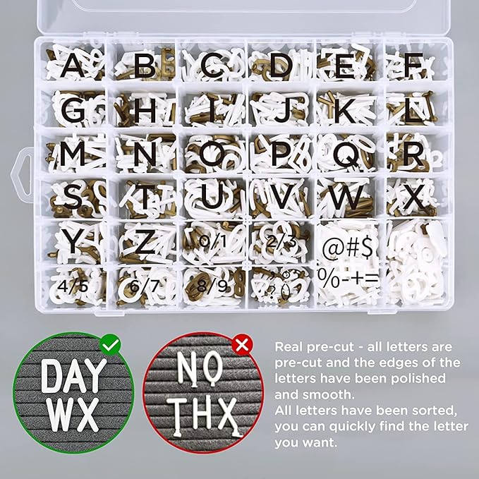 Blue Felt Letter Board - 10x10 Inch, Pre Cut & Sorted 725 Letters, First Day of School Sign, Changeable Message Board for Classroom & Farmhouse Wall Decor