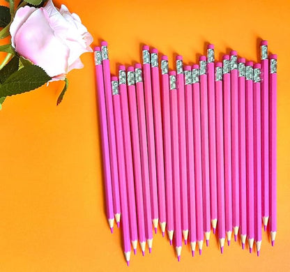 Adhere 25pcs Checking Pencils Erasable colored Pencils Pre-Sharpened #2 HB,for Checking Tests Grading Map Coloring,school Correcting,editing Office Favors,including a Free sharpener.(Pink)