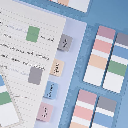 Golcellia 300 Pieces Tabs, Sticky Index Tabs, Sticky Tabs, Repositionable Tabs, Page Markers Sticky Notes, Translucent Writable and Ruler, Reading Notes, Page Tabs