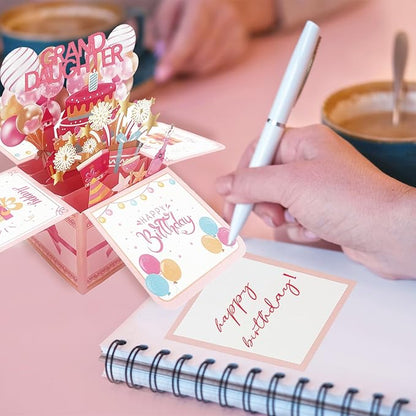 Asmallgf Great Birthday Gifts Card for Granddaughter Adult Kid, Happy Birthday Popup Card from Grandma Grandpa, Money Box from Nana