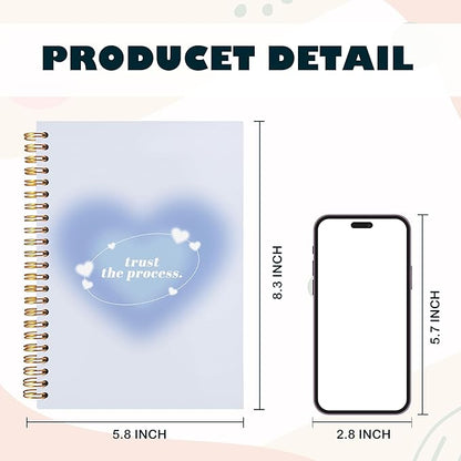 BearCake Trendy Y2K Blue Aura Preppy Notebook Journal, Trust the Process Inspirational Notebooks, Aesthetic Notebooks, Blue Aesthetic Office Supplies, Hardcover Spiral Notebook 5.5x8.3