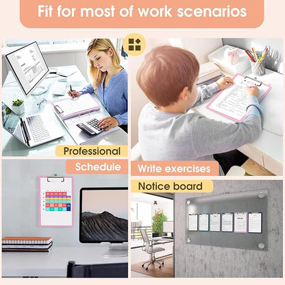 Plastic Clipboards, A4 Orange Clip Board 8.5x11 for Classroom, Students, Kid, Woman, Size 9" x 12.5" with Low Profile Clip, Office & School Supply