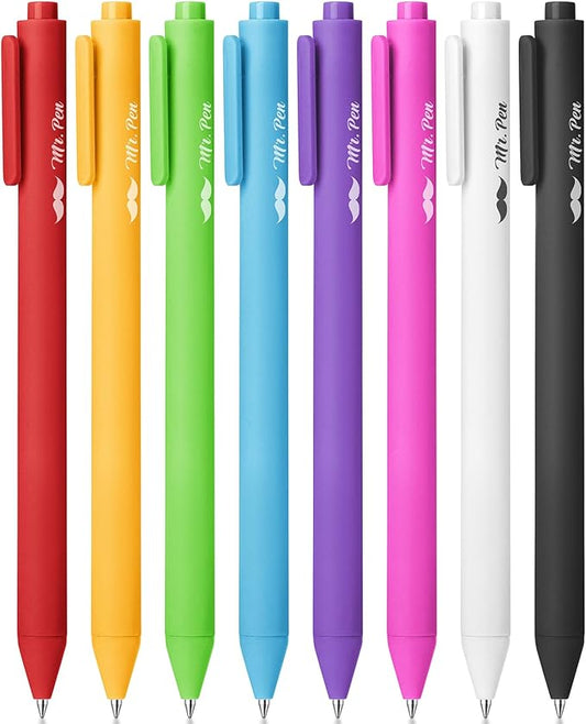 Mr. Pen- Retractable Gel Pens, 8 Pack, Color Ink Gel Pens Fine Point, Vivid Colors, 0.7mm Gel Pens Fine Point, Retractable Pens, Cute Pens, Aesthetic Pens for Journaling Fine Tip Pens