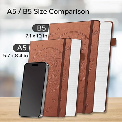 Notebook Journals for Writing Women/Men, 320 Pages Thick Daily Journal Notebooks with 100Gsm Lined Paper, B5 Hardcover Notebook College Ruled for Work School, Faux Leather, 7.1'' X 10'', Pearlescent