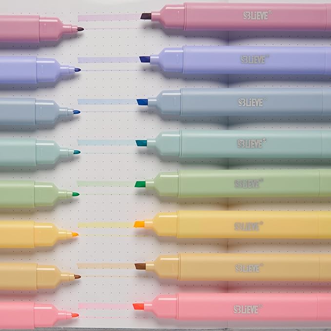 BLIEVE- Aesthetic Bible Highlighters No Bleed Through Assorted Colors, Cute Highlighter Dual Tip For Journaling Supplies And School Accessories, Bible Highlighters And Pens No Bleed (CANDY)