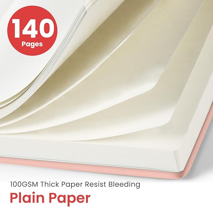 Taja Blank Spiral Journal Notebook for Women & Men, 140 Pages, Sketch Book, Plain Notebook for Drawing & Sketching, Journals for Creative Writing, A5(6"x8") - Pink