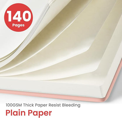 Taja Blank Spiral Journal Notebook for Women & Men, 140 Pages, Sketch Book, Plain Notebook for Drawing & Sketching, Journals for Creative Writing, A5(6"x8") - Pink