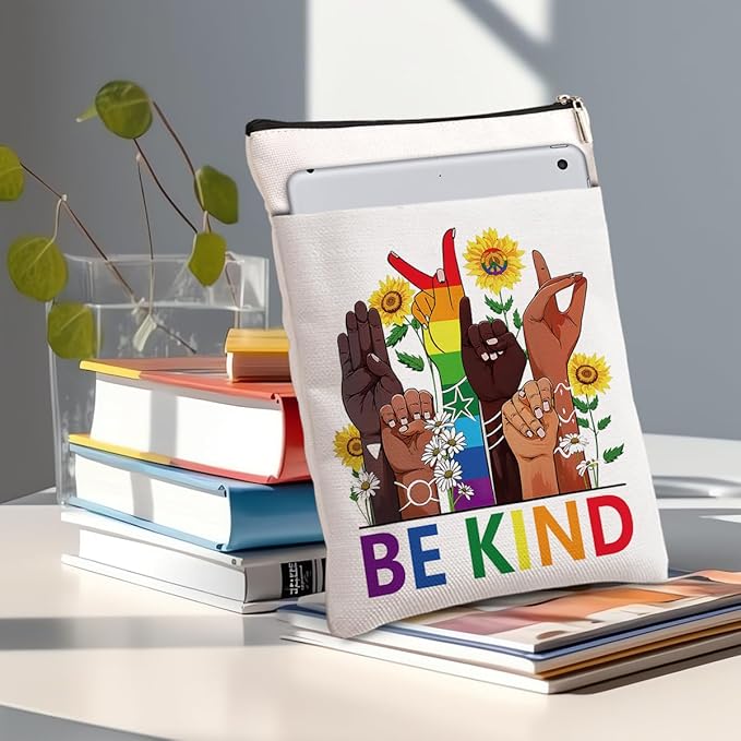 Book Themed Gifts Waterproof Book Sleeve Book Pouch LGBT Equality Rights Reading Gifts for Women Sisters Book Covers for Paperbacks Book Accessories Book Protector with Zipper and Front Pocket