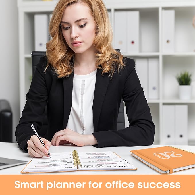 2026 Planner, Weekly and Monthly Calender Planner, Jan 2026 to Dec 2026, Hardcover 2026 Calendar Planner Book with Tabs & Inner Pocket, Office Home School Supplies for Women & Men - A5 (6.3" x 8.5"), Bright Orange