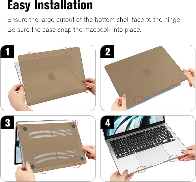 Fintie Case for MacBook Air 13.6 Inch A3113 A2681 (2022 2023 2024 Release) - Snap On Hard Shell Cover for MacBook Air 13.6" M2 M3 Chip with Liquid Retina Display and Touch ID (Frost Brown)