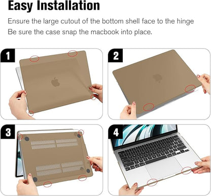 Fintie Case for MacBook Air 13.6 Inch A3113 A2681 (2022 2023 2024 Release) - Snap On Hard Shell Cover for MacBook Air 13.6" M2 M3 Chip with Liquid Retina Display and Touch ID (Frost Brown)