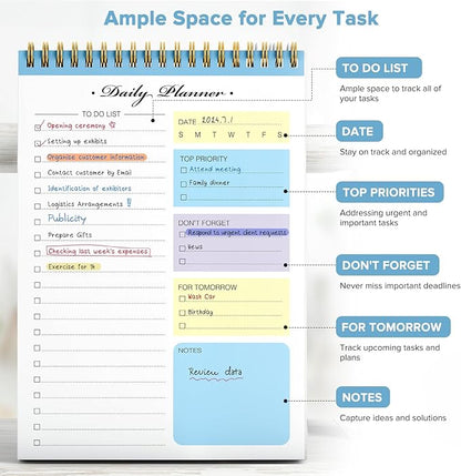 To Do List Notepad, To Do List Notebook for Work with 52 Undated Sheets, Daily To Do List Planner, Checklist Organizer Notebook for Office, Home and School- Blue