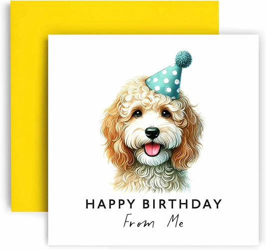 Huxters Birthday Card from the Dog – Cockapoo - Happy Birthday to Dog Mum and Dog Dad – Birthday Card from the Dog to Friends Family First Birthday (Cockapoo)
