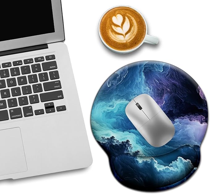 Galaxy Mouse Pad with Wrist Rest, Ergonomic Mouse Pad Wrist Support with Non-Slip Pain Relief PU Base, Funny Gaming Computer Mousepad, Cute Office Supplies Home Desk Accessories Decor