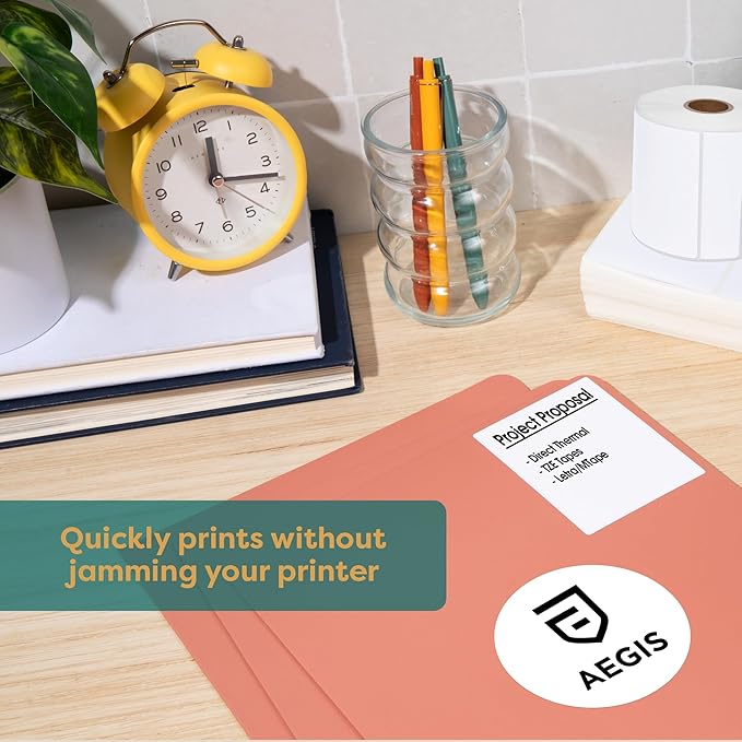 Aegis Adhesives - 2” X 2” Square Direct Thermal Multipurpose Labels for QR Codes, Barcodes, Perforated & Compatible with Rollo, Zebra, & Other Desktop Label Printers (12 Rolls, 700/Roll)