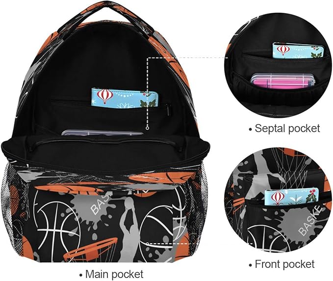 AUUXVA Custom School Backpack for Boys Kids with Name/Text Personalized Bookbag Add Your Name Customized Backpack Sport Man Basketball School Bag Laptop Backpack Travel Camping Daypack