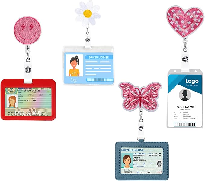 NACHLYNN 8 Pcs Valentine's Day Felt Retractable Badge Reels Cute Felt Nurse Badge Reel Holders Name ID Accessories with Retractable Cord for Teacher Student Nurses Gifts