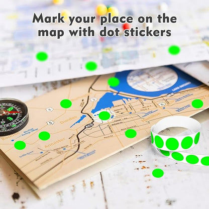 PARLAIM 3/4 Inch Round Permanent Adhesive Color-Code Dot Stickers,10000 Stickers Roll dots Label Dispenser Box Green Circle Stickers Labels 10Rolls (Fluorescent Green)