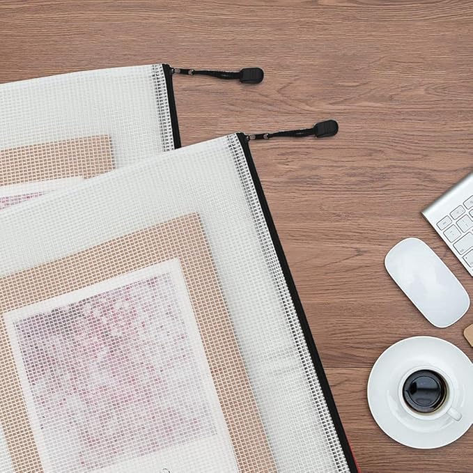 20 PCS B4-15.4×11Inch Plastic Mesh Zip File Bags, Waterproof Tear-Resistant Document File Folders, Zipper Documents Pouch Document Organizer Bags for School Office Home Travel Storage