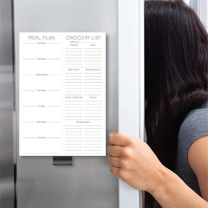 Evercio Meal Plan & Grocery List Magnetic Notepad for Refrigerator | For Shopping Lists Planner Organizer Memo Note Pad for Fridge | Kitchen Gift for Mother, Girlfriend | 7x10 Inches, 52 Sheets