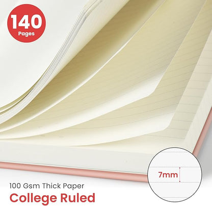 Lined Spiral Journal Notebook for Women & Men, 140 Pages, College Ruled Hardcover Notebook for Work & Note Taking, Journals for Writing, A5(6"x8") - Pink