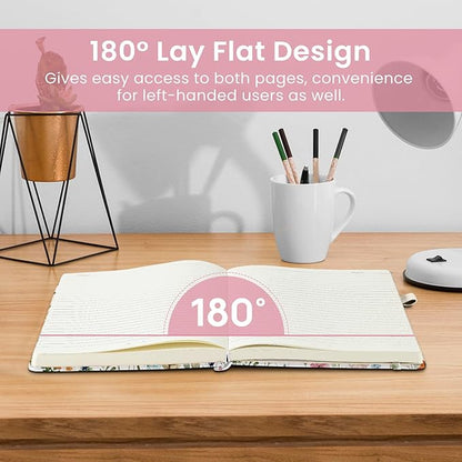 Lined Journal Notebook for Women & Men, Hardcover Leather Journal for writing, A5 College Ruled Notebook for Work & Note Taking, Perfect for Office School Home Supplies, 160 Pages, Garden