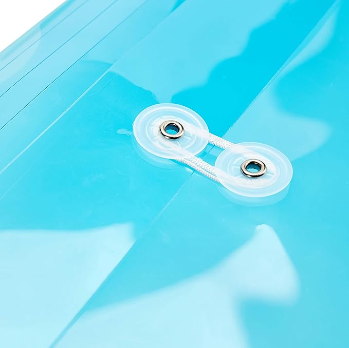 Plastic Legal Size Envelopes with String Tie Closure, 1-1/4" Expansion, Side Load, Clear File Folders Poly Project Paper Documents Puzzle Organizer for Office School Home (White-6)