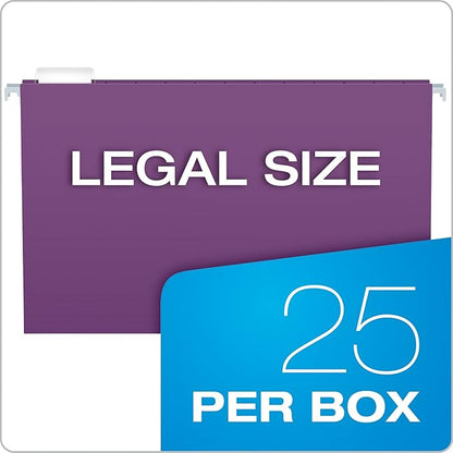 Pendaflex Recycled Hanging Folders, Legal Size, Violet, 1/5 Cut, 25/BX (81631)