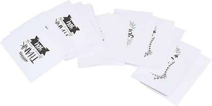 Amazon Basics Thank You Cards and Envelopes, 48 Count, Black and White