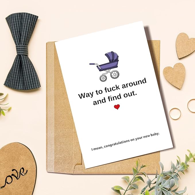 Funny Baby Shower Card for Girl Boy, Lovely New Baby Congratulations Card, Congrats on Pregnancy Card for New Mom Dad Parents, Way to F Around and Find Out