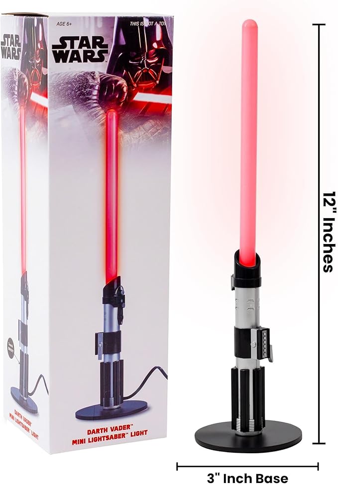 Star Wars Darth Vader Lightsaber 12-Inch Desktop LED Mood Light for Nightstand Table