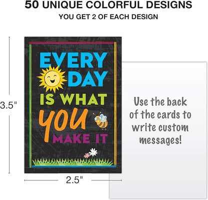 Motivational Cards: 100 Inspirational, Kindness, Motivational and Quote Cards. Business Card Size - 2.5x3.5 inches (Pack of 100)