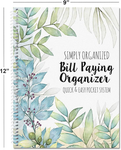 The Best Days Bill Paying Organizer Book - Personal Account book, 9" by 12 inch, Spiral-Bound, 14 Pockets, 32 Label Stickers, Bill Tracking