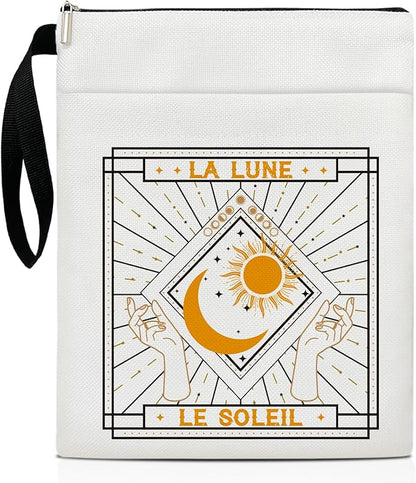 Tarot Card Book Sleeve, Book Lovers Gifts Book Pouch Book Sleeve with Zipper and Front Pocket Reader Gifts Birthday Gifts for Adult Teen Teacher -11