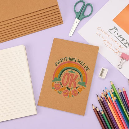 EOOUT 24 Pack A5 Lined Journaling Notebooks for Writing, Kraft Notebook Journals 8.3x5.5in College Ruled Subject Notebooks 30 Sheets 60 Pages for School Office Supplies