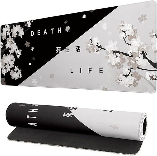 Extended Gaming Mouse Pad, Large Gaming Mouse Waterproof with Stitched Edges, Non-Slip Desktop Pad for Home and Office, Level Up Your 31.5x11.8 Inch… (Black and White Life)