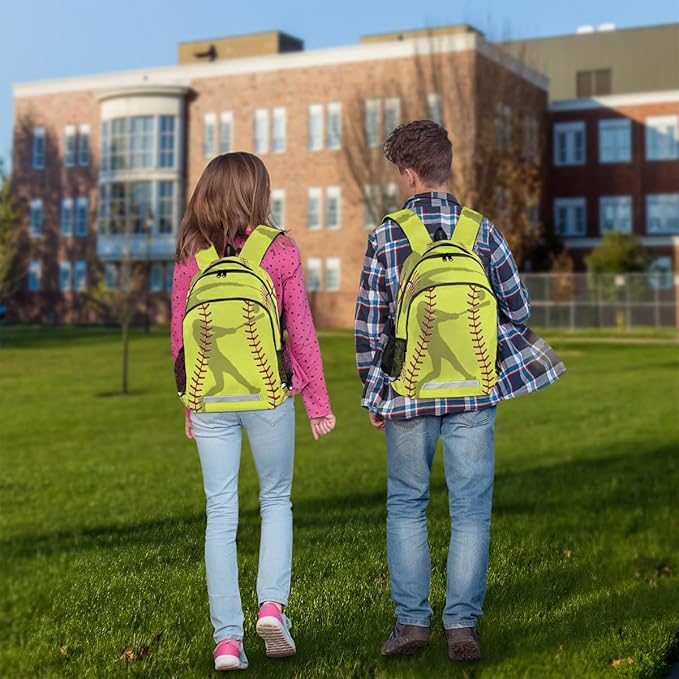 Yellow Baseball Sport Softball Backpack School Bookbag Laptop Purse Casual Daypack for Teen Girls Women Boys Men College Travel