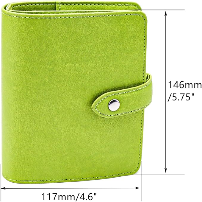 Mogoostry A7 Binder Cover Savings Binder Wallet Leather Binder Folder 6-Ring Refillable Notebook Binder Planner Cover Hardcover Budget Binder Organizer (Green)