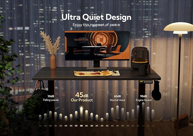 Electric Standing Desk, Adjustable Height Stand up Desk, 63x24 Inches Sit Stand Home Office Desk with Splice Board, Black Frame/Black Top