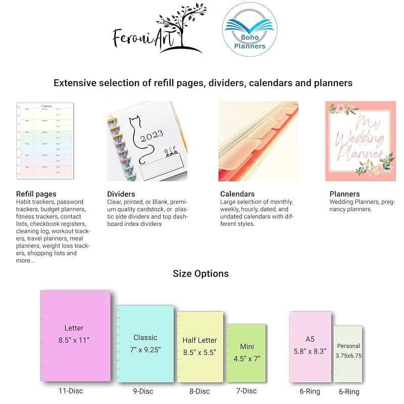 6 Clear Blank Binder Dividers for Discbound Planners Semi-Transparent (7-Disc Mini (4.5 x 7 in))