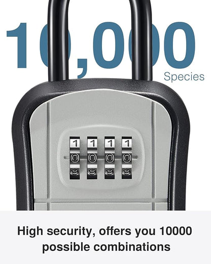 Puroma Key Lock Box, Portable Combination Lockbox Wall-Mounted Key Storage Box for House Keys, Resettable Code Safe Security Lock Box for Home, Office, Apartment Spare Key Storage (4 Pack, Gray)