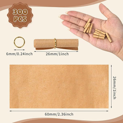 300 Pieces Scroll Paper Mini Message In a Bottle Message Paper Scrolls Mini Lucky Wishing Paper Rolls for Birthday, Anniversary, Valentine