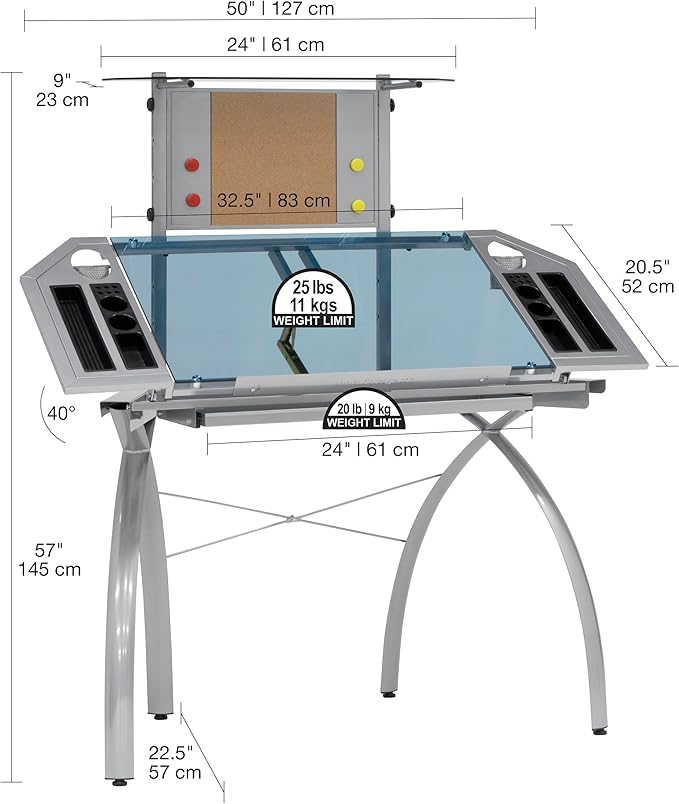 Studio Designs Futura Tower, Silver/Blue Glass
