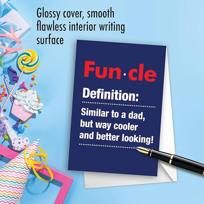 NobleWorks - 1 Funny Happy Birthday Notecard - Uncle Humor Greeting Card with Envelope - Funcle C7232BDG