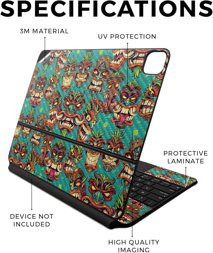 Carbon Fiber Skin Compatible with Apple Magic Keyboard for iPad Air 13-inch (M2) 2024 - Crazy Tikis - Premium 3M Vinyl Protective Wrap Decal Cover - Easy to Apply | Crafted in The USA by MightySkins