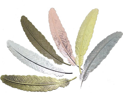 6pcs Different Color Vintage Feather Metal Bookmarks