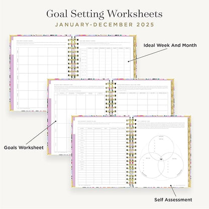 Day Designer 2025 Daily Planner – Premium Planner for Stylish Organization. Combines Monthly Calendar, Hourly Schedule, To-Do List, Gratitude, Goal Setting, Inspirational Quotes, Stickers & More. Elegant laminated Cover with Gold Accents (Blurred Spring)