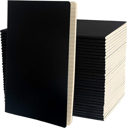 Simply Genius A5 Notebooks for Work, Travel, Business, School & More - College Ruled Notebook - Softcover Journals for Women & Men - Lined Note Books with 92 pages, 5.5" x 8.3" (Black, 30 pack)