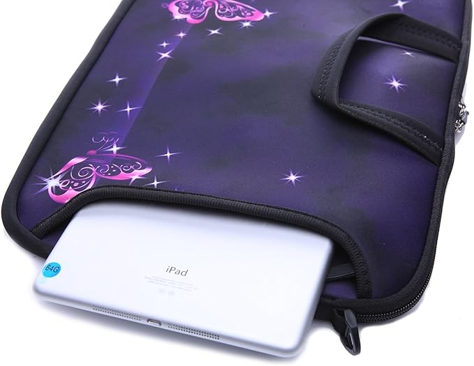 14 Inch Neoprene Laptop Sleeve Case Bag with shoulder strap For 14" Notebook/MacBook/Ultrabook/Chromebook (Red butterfly)