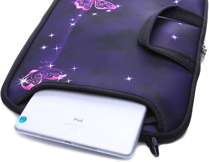 14 Inch Neoprene Laptop Sleeve Case Bag with shoulder strap For 14" Notebook/MacBook/Ultrabook/Chromebook (Red butterfly)